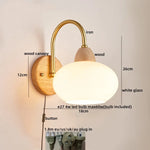LED Glass Iron Wood Wall Light Fixture Modern Nordic Bedside Lamp