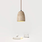 Afralia™ LED Pendant Lights Yellow Travertine Japanese Vintage Hanging Lamp
