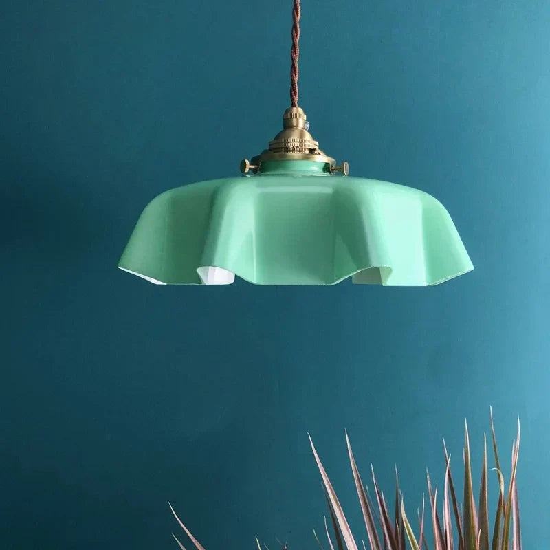 Afralia™ Cream Glass Copper LED Pendant Lamp for Kitchen Bedroom Living Room