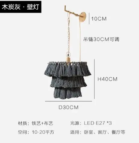 Fela Tassel Chandelier: Bohemian Chain Tiered Suspension Light for Living Room & Shop