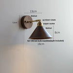 Copper Lampshade LED Wall Sconce Pull Chain Switch Nordic Modern Walnut Wood Mirror Light