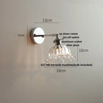 Afralia™ Iron Rotate LED Wall Light Modern Pull Chain Switch Clear Glass Wandlamp
