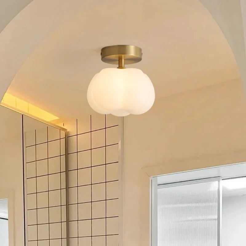 Cotton Shape LED Ceiling Lamp - Cream. Nordic Style, Hallway Balcony Porch Light.
