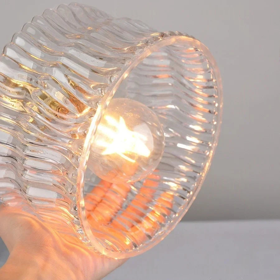 Clear Glass Wall Sconce LED Lights Modern Nordic Copper Bedside Lamp