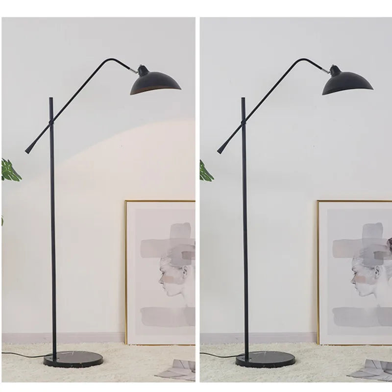 Nordic Adjustable Floor Lamp with Marble Base - Black