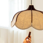 Wood E27 LED Fabric Pendant Chandelier for Dining & Bedroom Lighting