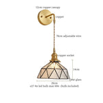 Tiffany Glass LED Wall Lamp Pull Chain Switch Vintage Copper Wall Lights