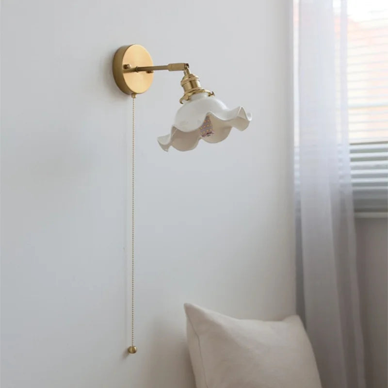 Ceramic LED Wall Lights with Pull Chain Switch for Bathroom Mirror