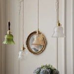 Afralia™ LED Pendant Light Fixture with Copper Socket & Green Glass, Modern Nordic Lamp