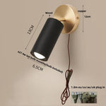 Wood Nordic LED Wall Light - Modern Copper Canopy Bedside Lamp