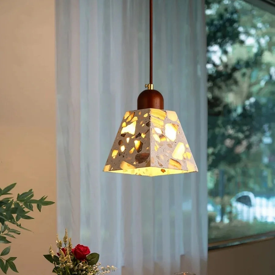 Wood LED Pendant Lamp Japan Style Wabi Sabi Hanging Light Fixtures