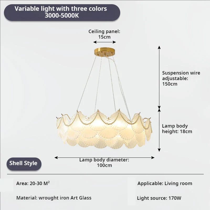 Crystal Shell Chandelier for Modern Luxury Living Room and Dining Room