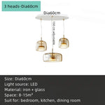 Amber Glass Chandelier Pendant Light for Living Room, Bedroom, Kitchen, and Bar