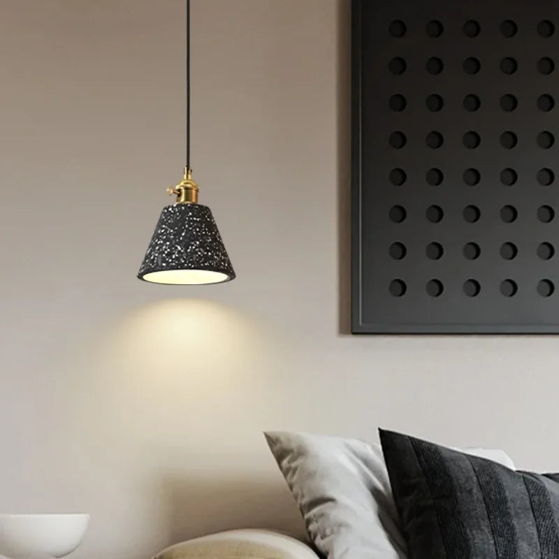 Afralia™ Terrazzo Copper LED Pendant Lamps for Kitchen Loft Bar Living Room