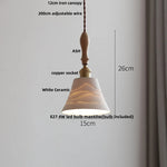 LED Pendant Light Ash Wood White Ceramic Japanese Style Hanging Lamp