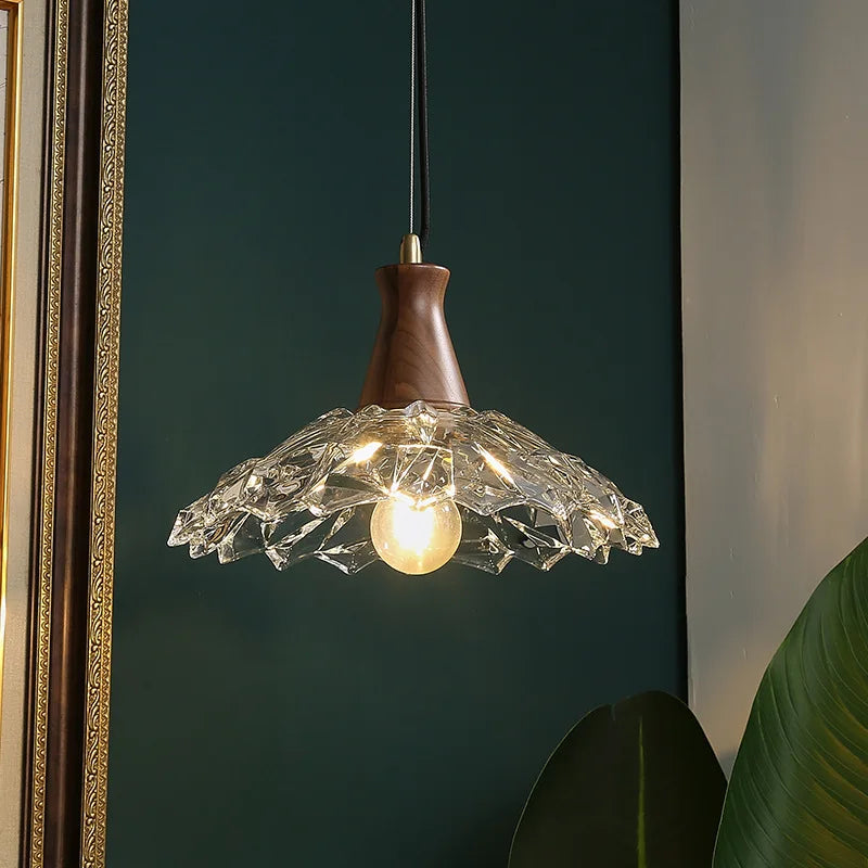 Modern LED Pendant Lights Glass Wood Suspension Luminaire