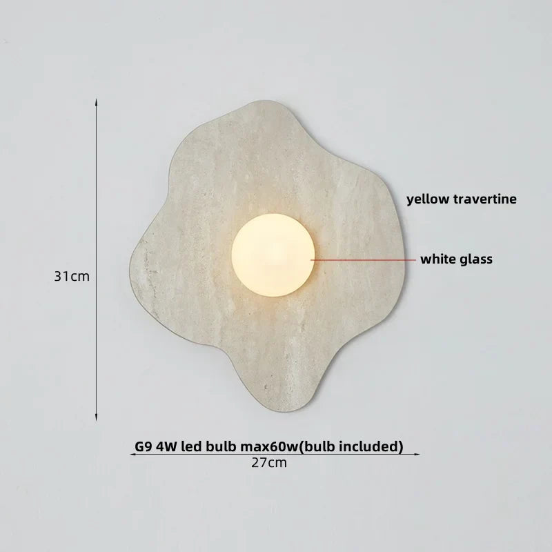 Nordic LED Wall Light White Glass Stone Bedside Lamp
