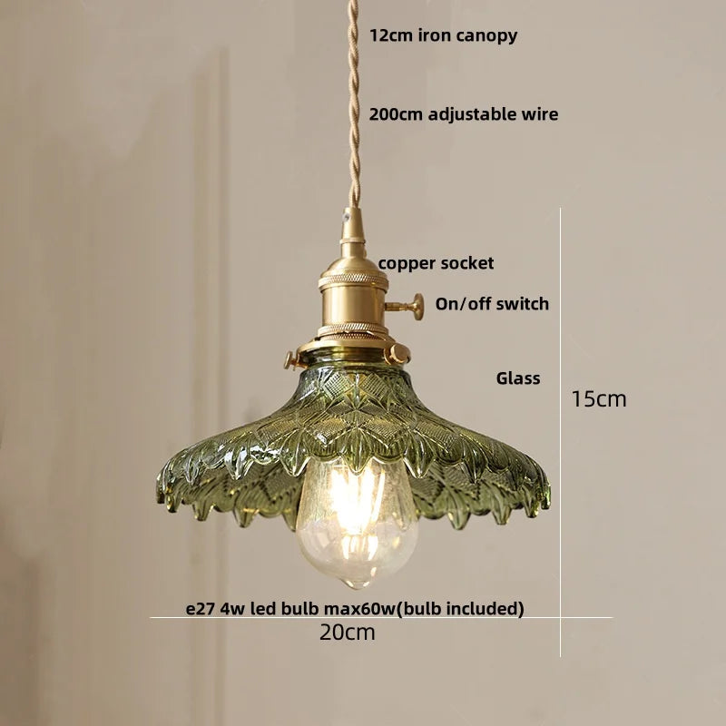Afralia™ Amber Glass LED Pendant Light Modern Nordic Hanging Lamp