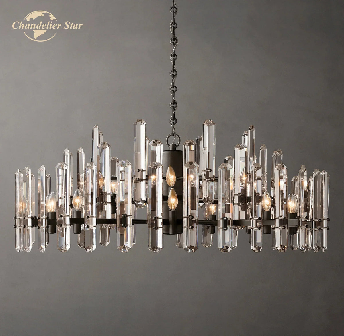 Brass Chrome Black Metal LED Crystal Chandeliers Pendant Lamps for Bedroom & Living Room
