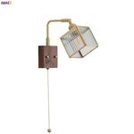 Brass LED Wall Lights Modern Stair Light Fixture Blue Glass Bedside Lamp
