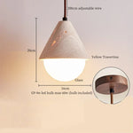 LED Pendant Lights Yellow Travertine Wood Hanging Lamp for Bedroom Dining Room