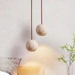 Wabi Sabi LED Pendant Lamp Yellow Travertine Stone Ball Hanging Light