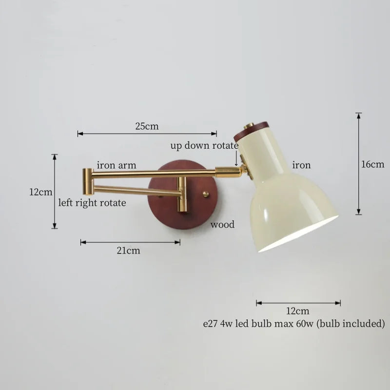 White Pumpkin LED Wall Light Fixture Swing Arm Nordic Modern Wandlamp