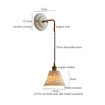Afralia™ Adjustable LED Wall Sconce Lamp Stripe Ceramic Copper Mirror Bedside