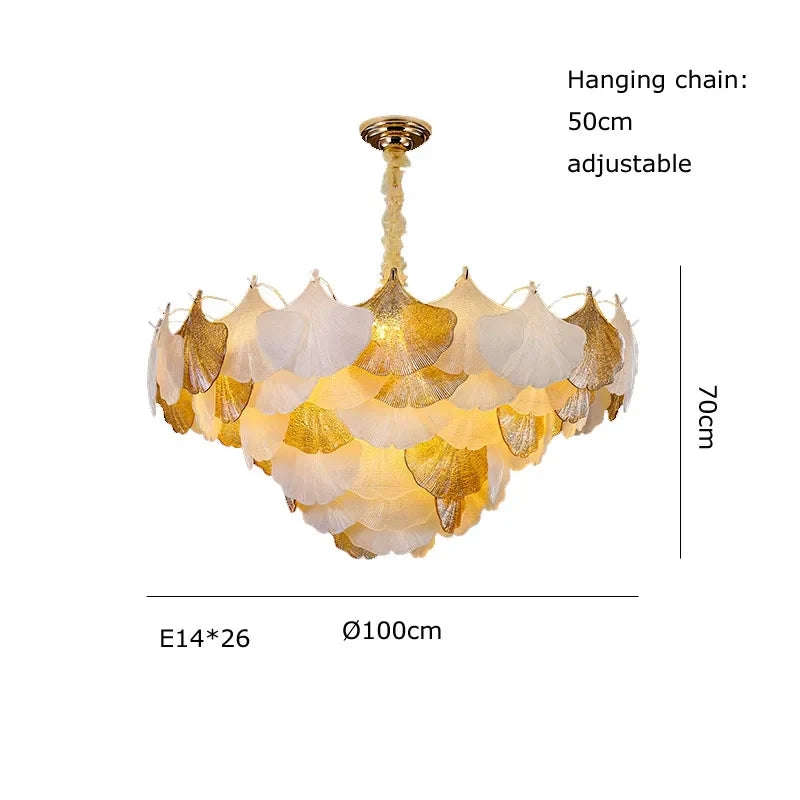 Ginkgo Gold LED Chandelier Fixture for Living Room