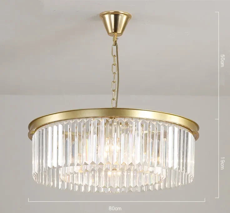 Metal Crystal Pendant Light Chandelier for Living Room, LED Hanging Lamp