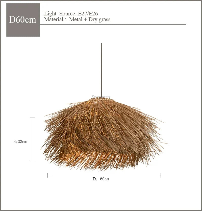 Rattan Pendant Lamp Chandelier for Restaurant Bar Home Decor, E27 Bulb