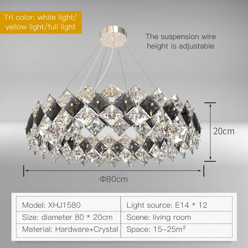 Crystal Chandelier: Postmodern Luxury Pendant for Living Room, Bedroom, and Restaurant