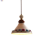 Afralia™ Ceramic Rose LED Pendant Light for Home Living Room Bedroom Hallway