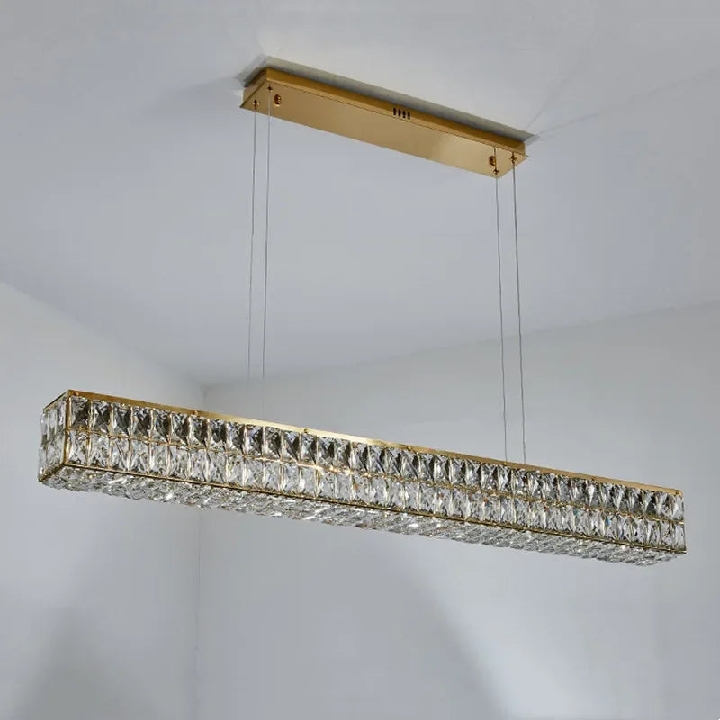 Crystal Steel LED Pendant Light | Modern Dining Room Hanging Lamp