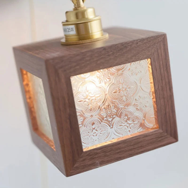 LED Walnut Wood Wall Sconce Clear Glass Bathroom Mirror Light