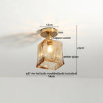 Amber Glass LED Ceiling Lights Modern Home Lighting Copper Socket