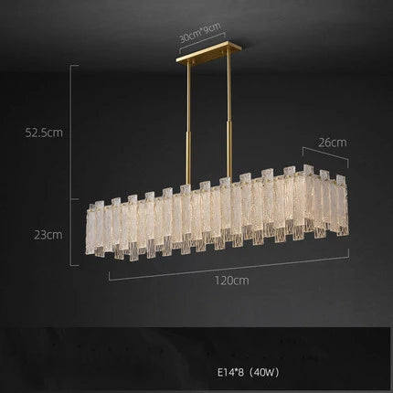 Art Deco Golden Copper Glass Chandelier LED Lighting Fixture