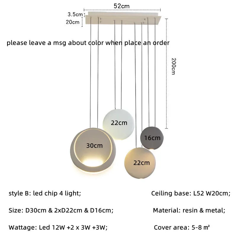 Nordic Bar Modern LED Pendant Light Resin Lustre Dining Room Hanging Lamp