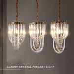 Modern Curved Glass Crystal Chandelier for Elegant Living Room & Dining Room Decor