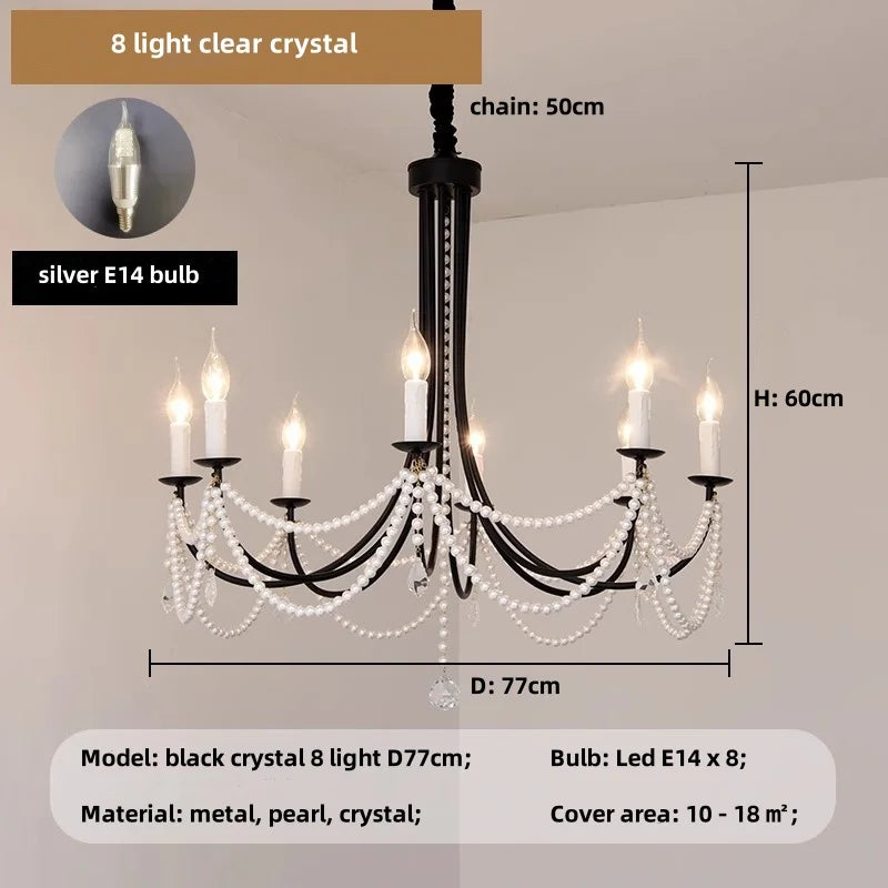 Afralia™ Black Metal Led Candle Chandelier Pendant Lights for Chic Home Decor