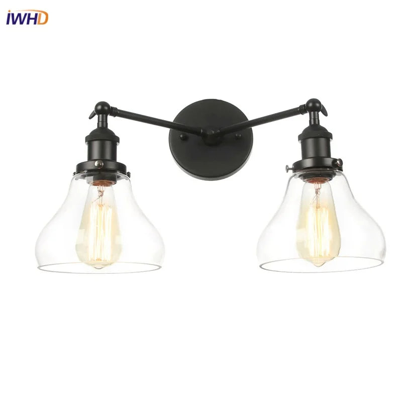 Black LED Wall Sconce 2-Head Lamp for Bedroom Bathroom Mirror