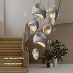 Wabi-sabi Resin Pendant Chandelier | Nordic Villa Stair Decor Droplight