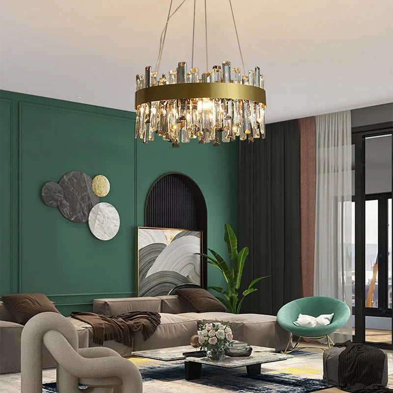 Crystal Ceiling Chandelier LED Hanging Lamps for Living Room Luxe Décor