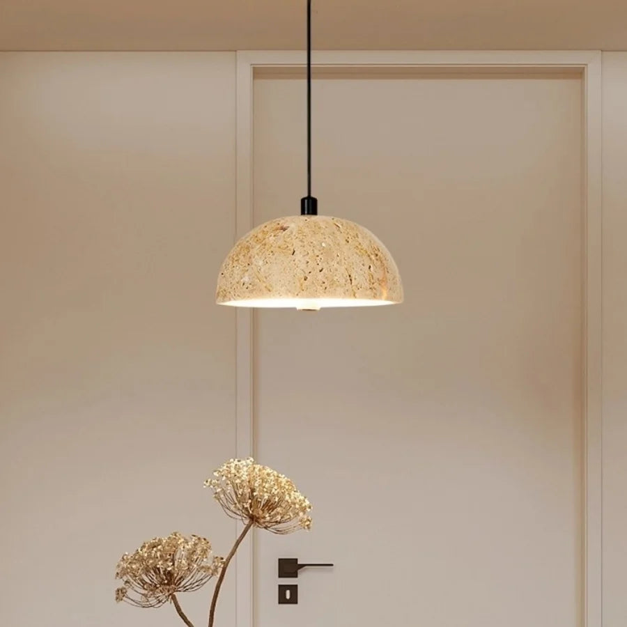 Afralia™ Stone Cave Yellow LED Pendant Lights for Home Decor and Wabi Sabi Style