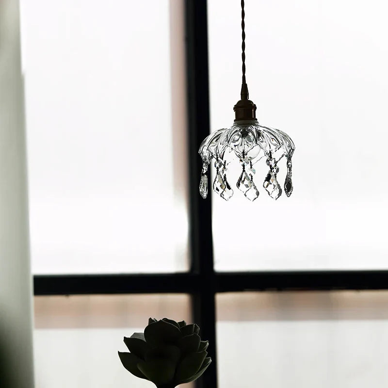 Nordic LED Wall Light Fixture Wood Glass Copper Hanging Lamp