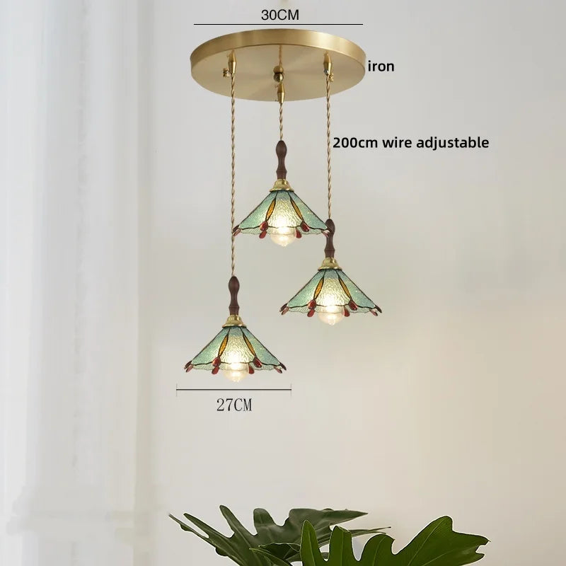 Pink Glass LED Pendant Lights Copper Modern Hanging Lamp Home Decor