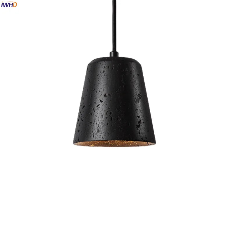 Black Travertine Pendant Light - Nordic Minimalism LED Pendant Lamps for Living Dining Room