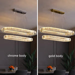 Crystal Chandelier Pendant Lights Dimmable LED Oval Lustre Hang Lamp