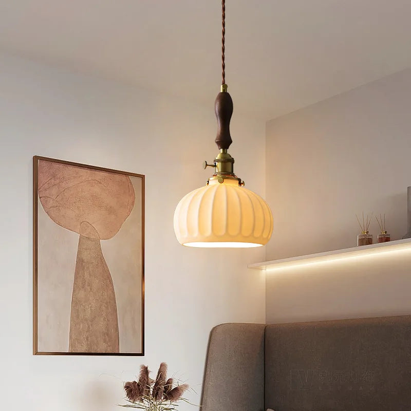 Ceramic Copper Chandelier LED Pendant Light Modern Hanging Lamp for Home Decor