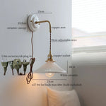 Pleats Ceramic LED Sconce Lamp with Adjustable Copper Arm for Bedroom Bathroom Mirror